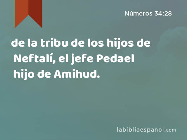 de la tribu de los hijos de Neftalí, el jefe Pedael hijo de Amihud. - Números 34:28