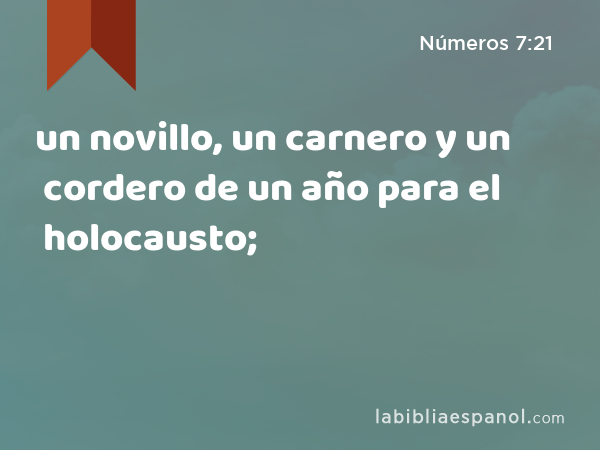 un novillo, un carnero y un cordero de un año para el holocausto; - Números 7:21