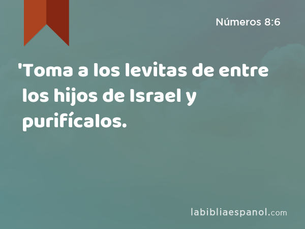 'Toma a los levitas de entre los hijos de Israel y purifícalos. - Números 8:6