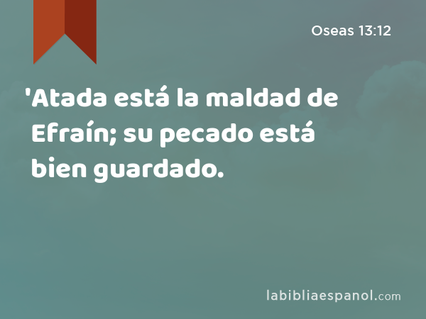 'Atada está la maldad de Efraín; su pecado está bien guardado. - Oseas 13:12