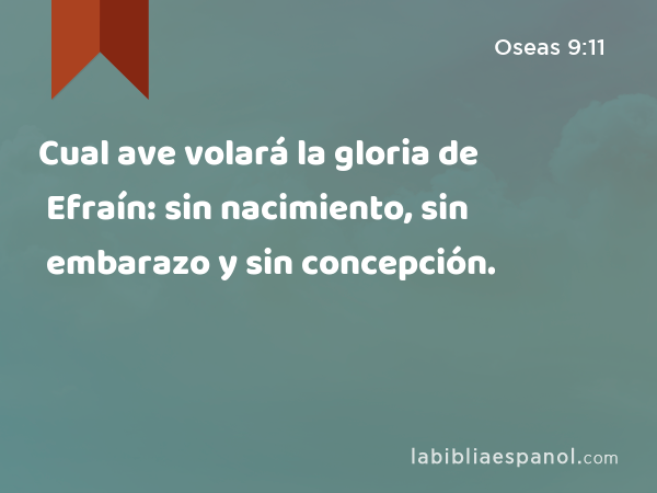 Cual ave volará la gloria de Efraín: sin nacimiento, sin embarazo y sin concepción. - Oseas 9:11