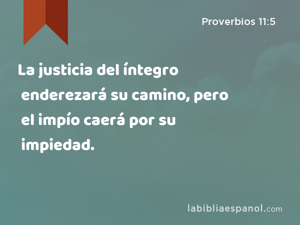 La justicia del íntegro enderezará su camino, pero el impío caerá por su impiedad. - Proverbios 11:5