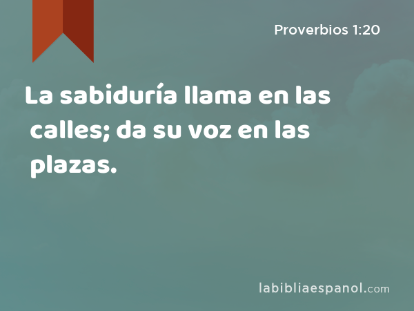 La sabiduría llama en las calles; da su voz en las plazas. - Proverbios 1:20