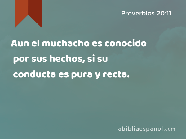 Aun el muchacho es conocido por sus hechos, si su conducta es pura y recta. - Proverbios 20:11