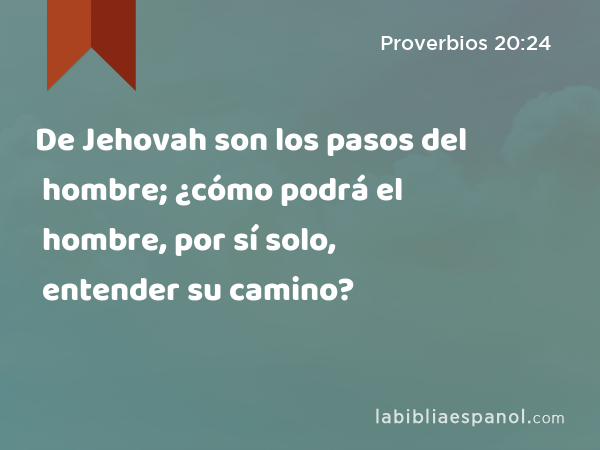 De Jehovah son los pasos del hombre; ¿cómo podrá el hombre, por sí solo, entender su camino? - Proverbios 20:24