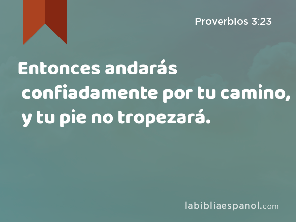 Entonces andarás confiadamente por tu camino, y tu pie no tropezará. - Proverbios 3:23