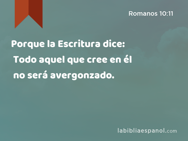 Porque la Escritura dice: Todo aquel que cree en él no será avergonzado. - Romanos 10:11