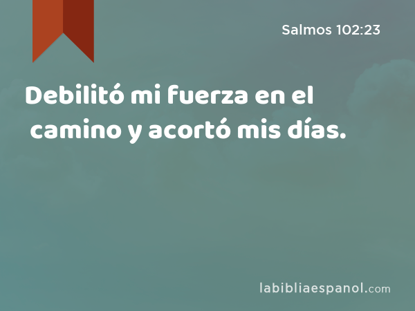 Debilitó mi fuerza en el camino y acortó mis días. - Salmos 102:23