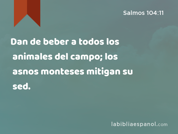 Dan de beber a todos los animales del campo; los asnos monteses mitigan su sed. - Salmos 104:11