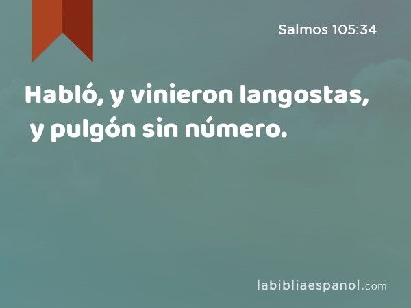 Habló, y vinieron langostas, y pulgón sin número. - Salmos 105:34