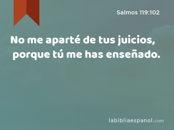 No me aparté de tus juicios, porque tú me has enseñado. - Salmos 119:102