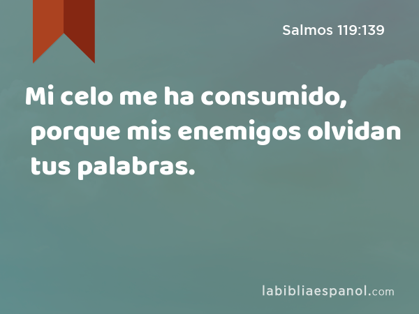 Mi celo me ha consumido, porque mis enemigos olvidan tus palabras. - Salmos 119:139