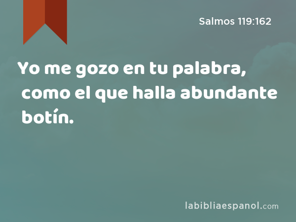 Yo me gozo en tu palabra, como el que halla abundante botín. - Salmos 119:162