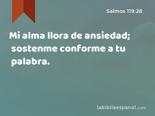 Mi alma llora de ansiedad; sostenme conforme a tu palabra. - Salmos 119:28