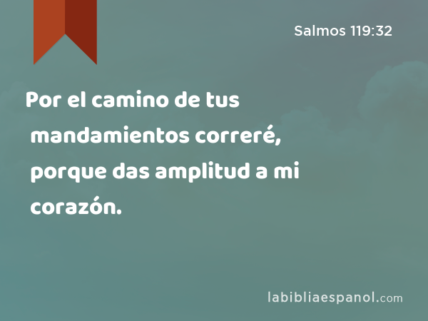 Por el camino de tus mandamientos correré, porque das amplitud a mi corazón. - Salmos 119:32