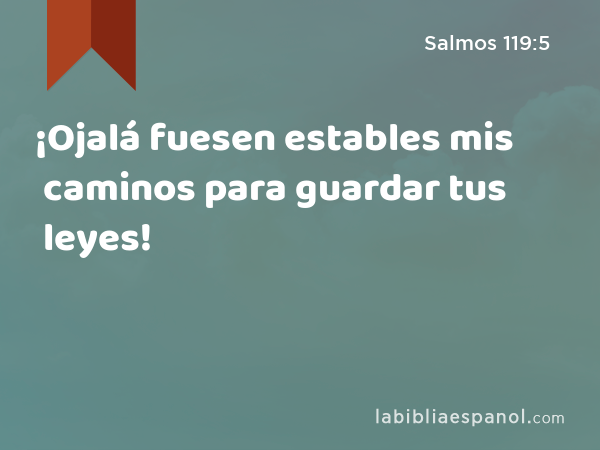 ¡Ojalá fuesen estables mis caminos para guardar tus leyes! - Salmos 119:5