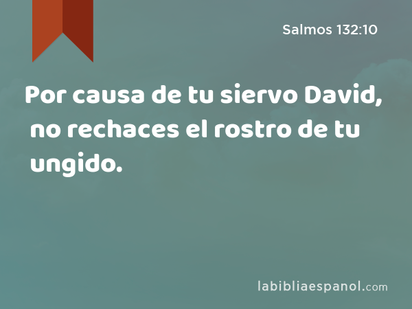 Por causa de tu siervo David, no rechaces el rostro de tu ungido. - Salmos 132:10