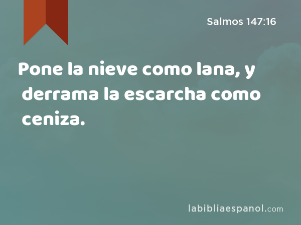 Pone la nieve como lana, y derrama la escarcha como ceniza. - Salmos 147:16