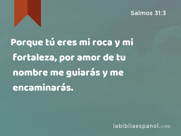 Porque tú eres mi roca y mi fortaleza, por amor de tu nombre me guiarás y me encaminarás. - Salmos 31:3