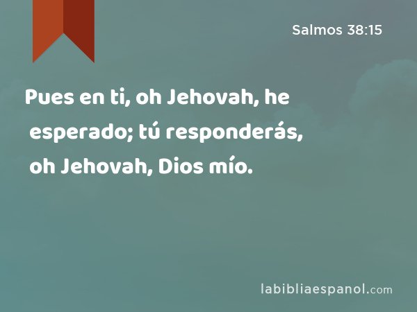 Pues en ti, oh Jehovah, he esperado; tú responderás, oh Jehovah, Dios mío. - Salmos 38:15