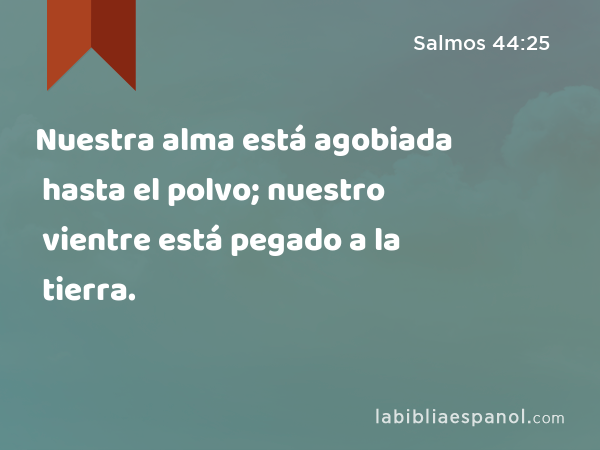 Nuestra alma está agobiada hasta el polvo; nuestro vientre está pegado a la tierra. - Salmos 44:25