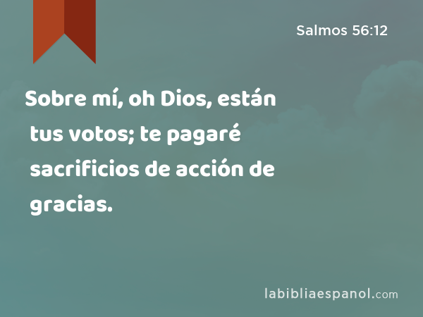 Sobre mí, oh Dios, están tus votos; te pagaré sacrificios de acción de gracias. - Salmos 56:12