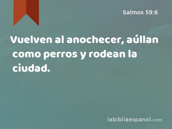 Vuelven al anochecer, aúllan como perros y rodean la ciudad. - Salmos 59:6