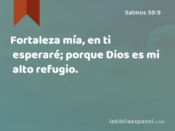 Fortaleza mía, en ti esperaré; porque Dios es mi alto refugio. - Salmos 59:9