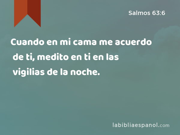 Cuando en mi cama me acuerdo de ti, medito en ti en las vigilias de la noche. - Salmos 63:6