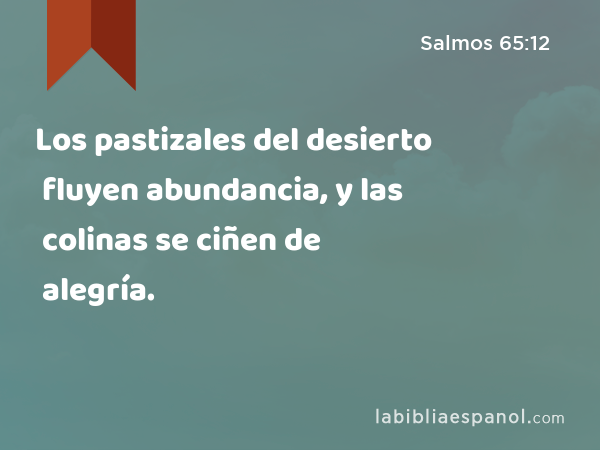 Los pastizales del desierto fluyen abundancia, y las colinas se ciñen de alegría. - Salmos 65:12