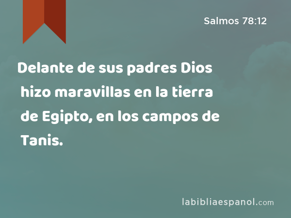 Delante de sus padres Dios hizo maravillas en la tierra de Egipto, en los campos de Tanis. - Salmos 78:12