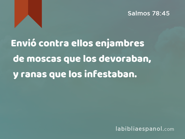 Envió contra ellos enjambres de moscas que los devoraban, y ranas que los infestaban. - Salmos 78:45