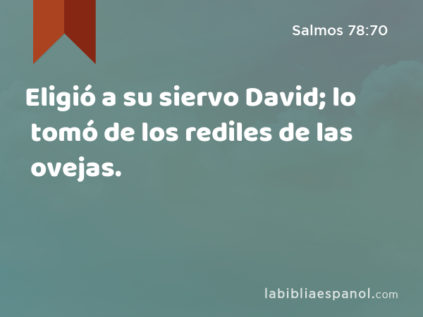 Eligió a su siervo David; lo tomó de los rediles de las ovejas. - Salmos 78:70