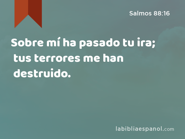 Sobre mí ha pasado tu ira; tus terrores me han destruido. - Salmos 88:16