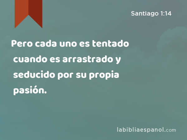 Pero cada uno es tentado cuando es arrastrado y seducido por su propia pasión. - Santiago 1:14